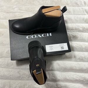 Coach Sleek Black Leather Chelsea Boots